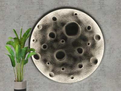 现代月球装饰背景墙3D模型下载